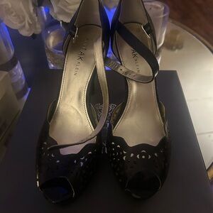 Anne Klein Black Peep Toe Heels